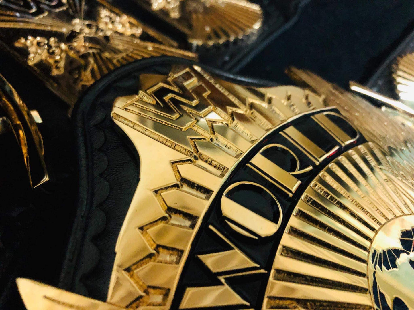 Winged eagle textured belt (Premium 24 karate gold) - Moc Belts
