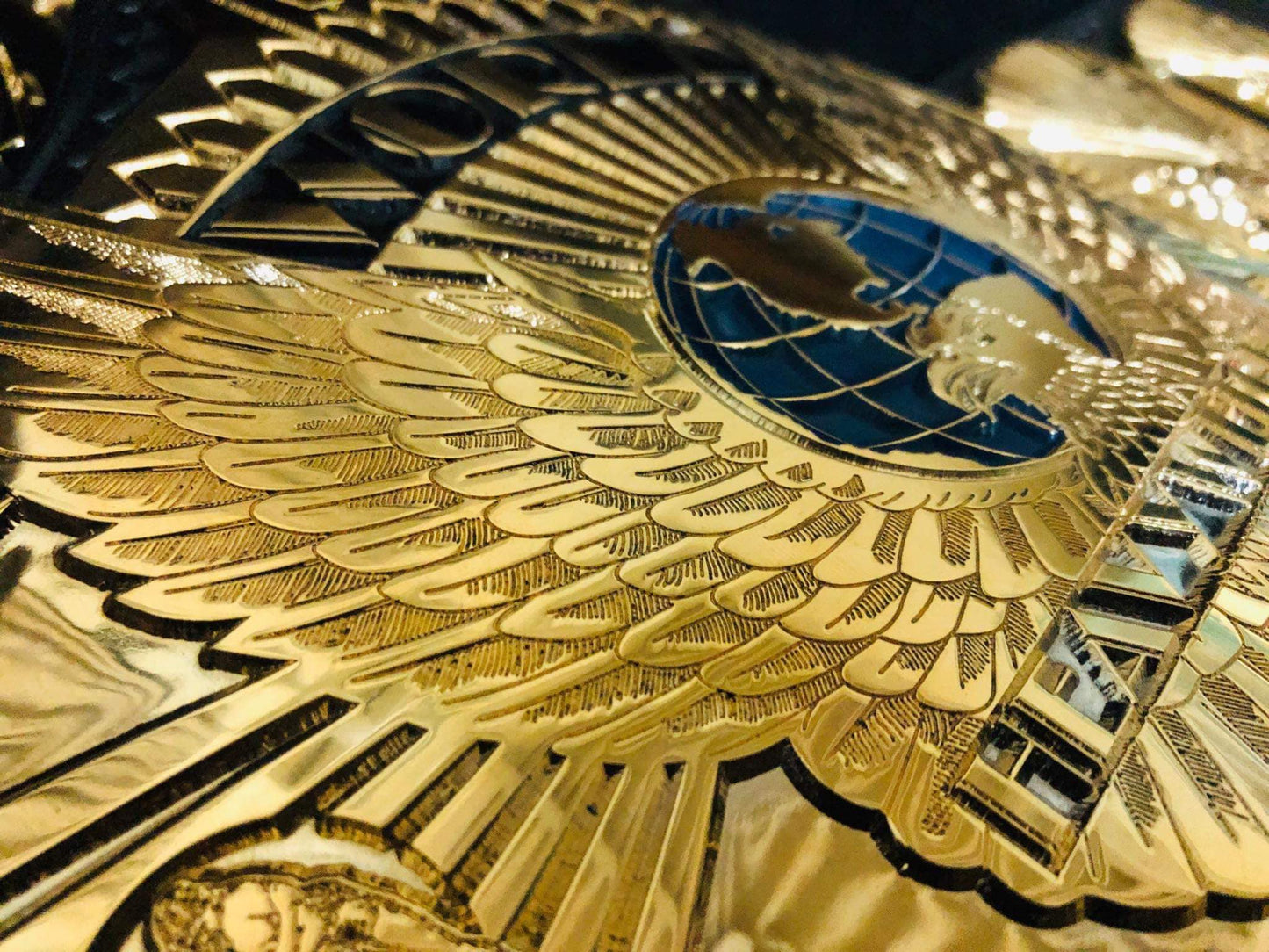 Winged eagle textured belt (Premium 24 karate gold) - Moc Belts
