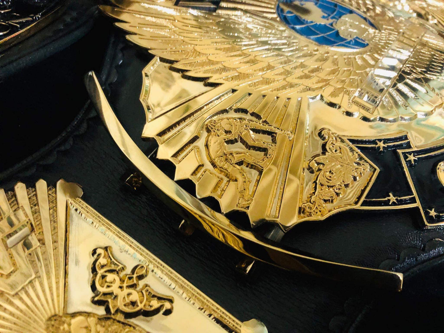 Winged eagle textured belt (Premium 24 karate gold) - Moc Belts